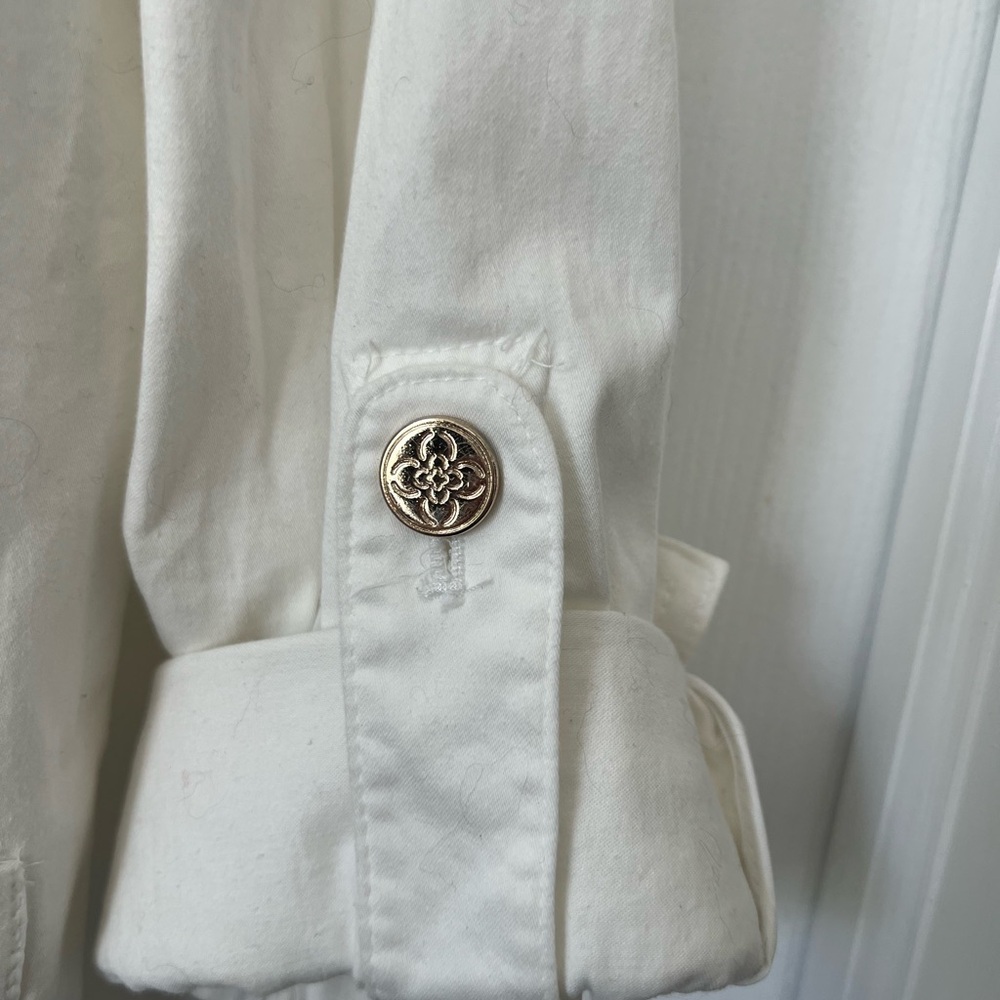 Charter Club Cream Trench Coat with Button Accents - Picture 5 of 7